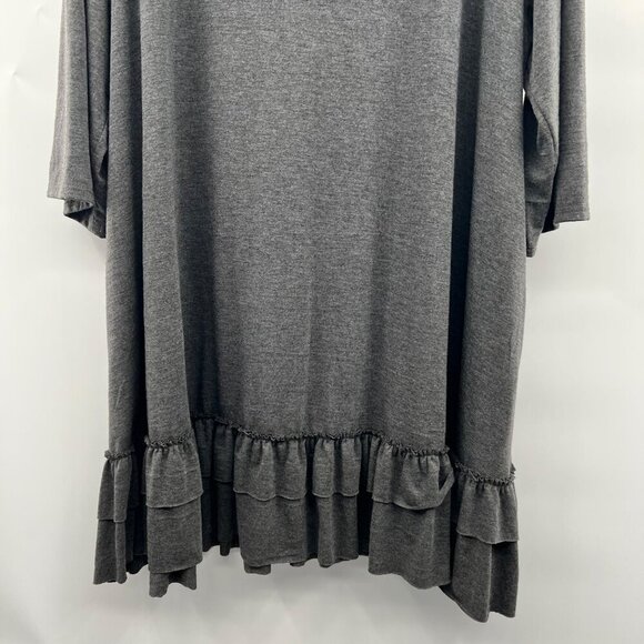 Shop Basic Women's Shift Dress Ruffle Hem 3/4 Sleeve Gray Size 4XL - Picture 3 of 9